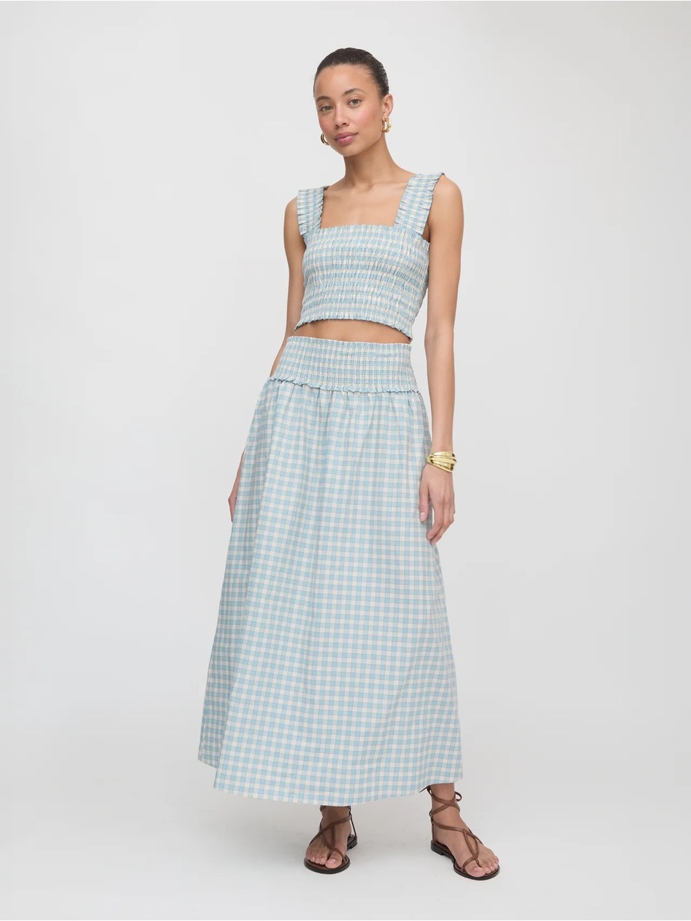 NWT Hill House The Delphine Nap Skirt in Red/Blue Gingham, size Large